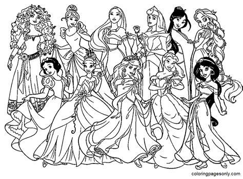 all disney princess coloring pages